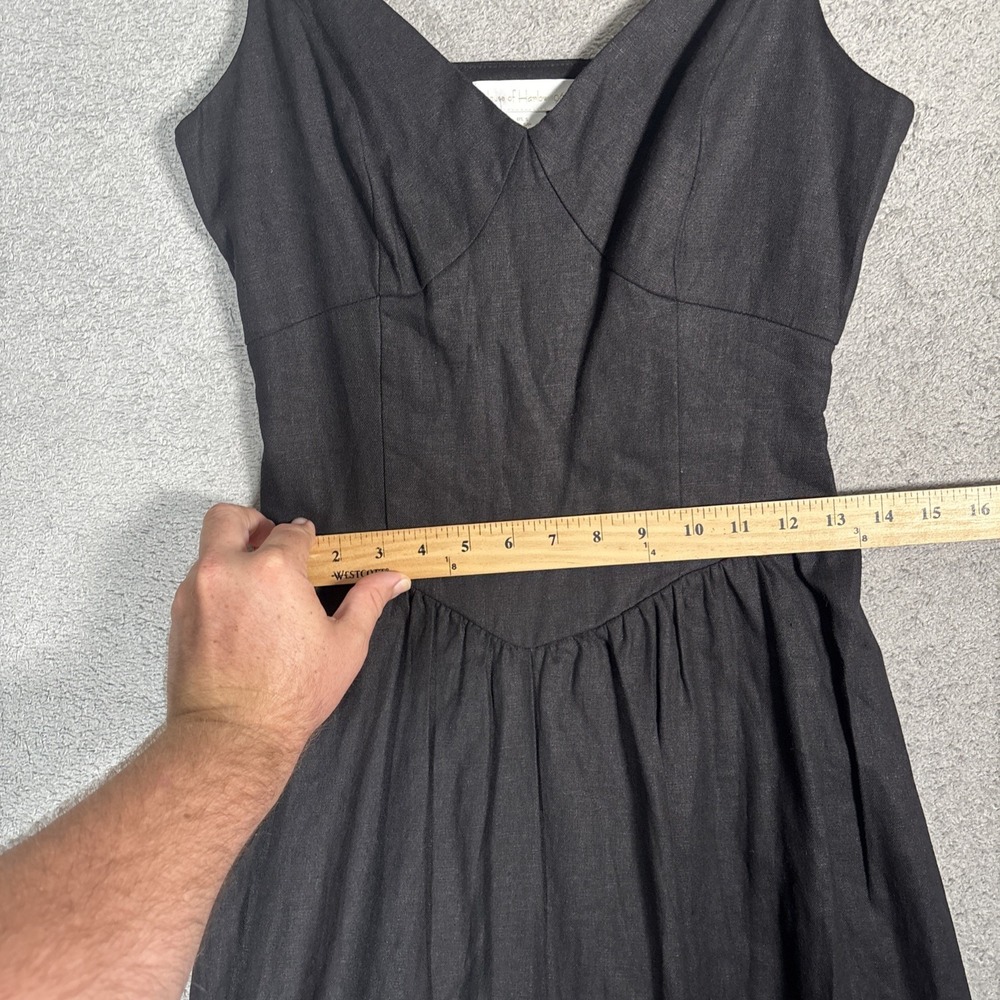 House of Harlow 1960 Black Linen Blend Midi Dress Smocked Back Small NWT - Picture 13 of 16